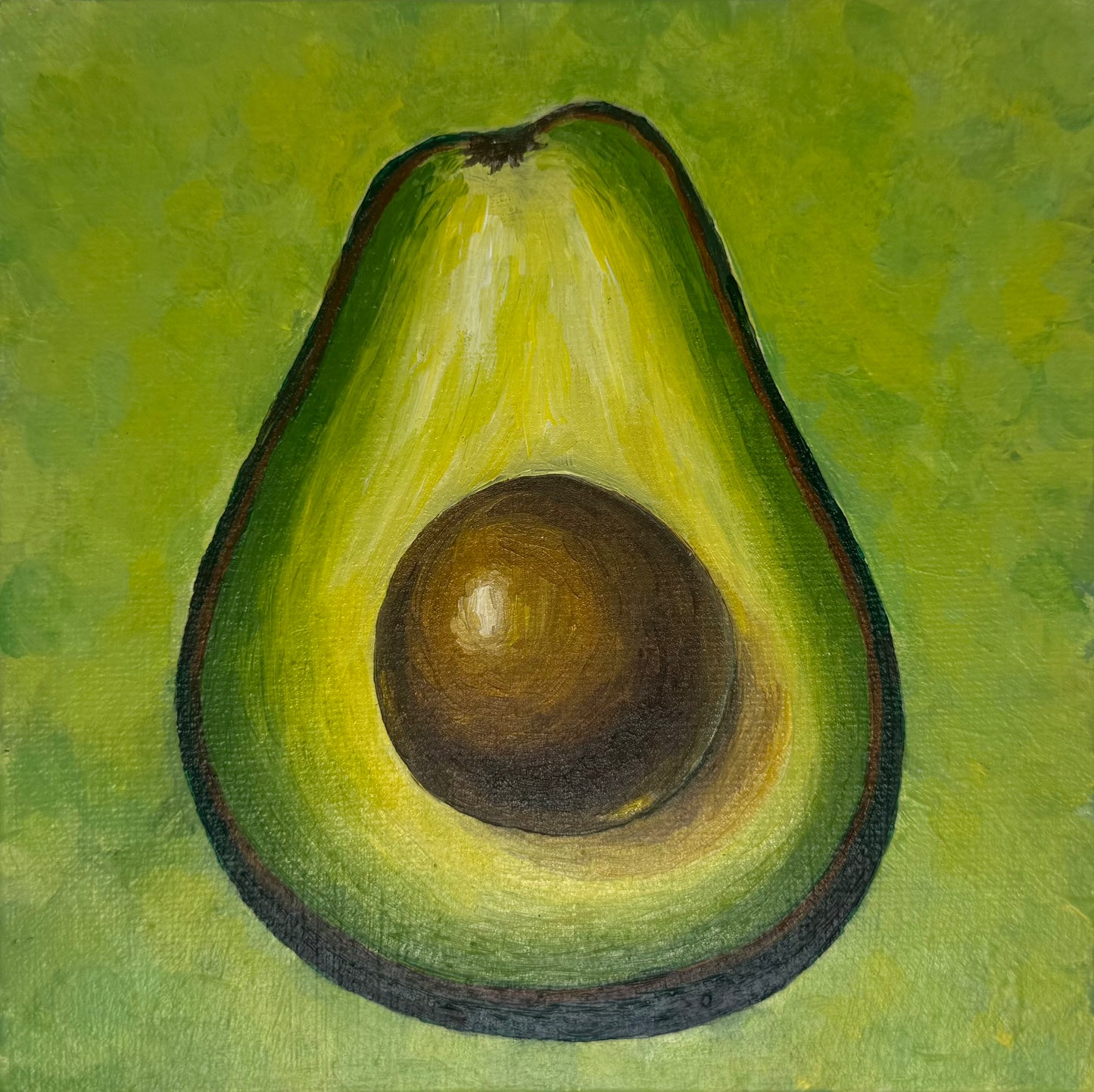 Pit Stop — Original 6×6" Acrylic Painting of Avocado
