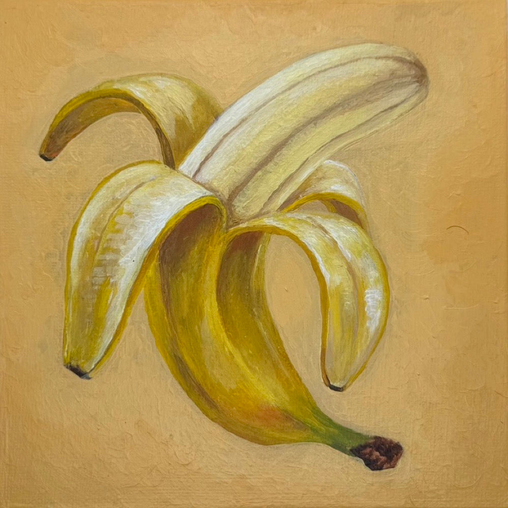 Painting of a peeled banana