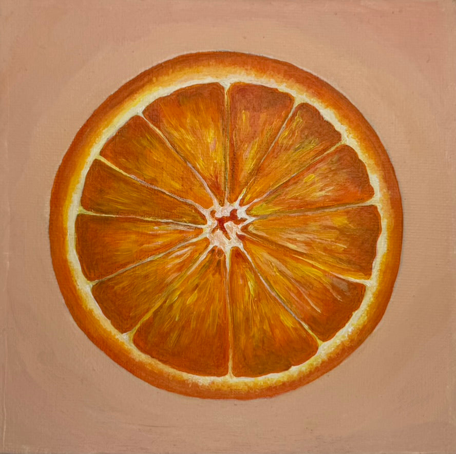 Slice of Sun — Original 6×6" Acrylic Painting of Orange