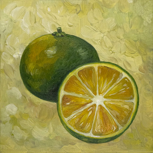 Sour Note — Original 6×6" Acrylic Painting of Calamansi